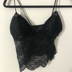 Black Lace Crop Top
